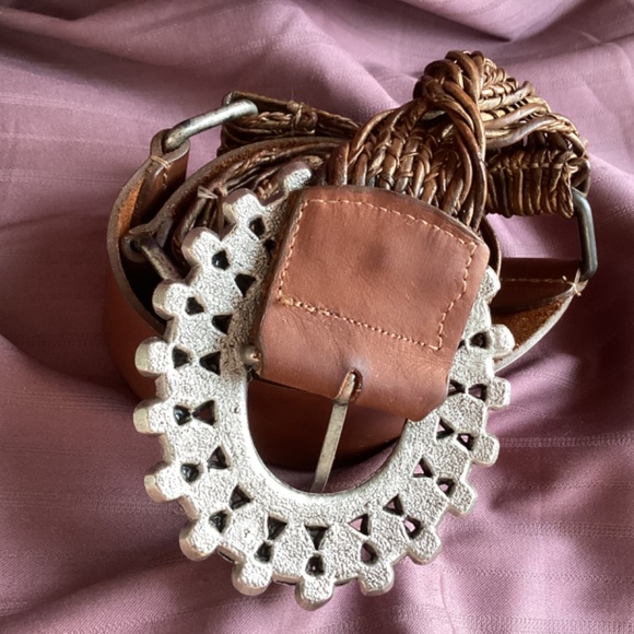 Vintage Leatherock Stone/Raffia Leather Belt main image 8